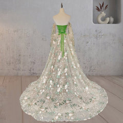 A-Line Light Green Sweetheart Pearl Wedding Dress