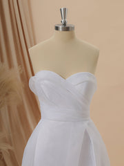 A-line Organza Sweetheart Pleated Cathedral Train Wedding Dress