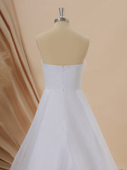 A-line Organza Sweetheart Pleated Cathedral Train Wedding Dress