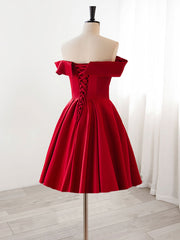Robe de bal courte Bourgogne en satin en ligne, robe de retour bordeaux avec perle