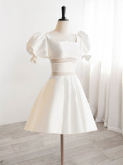 Robe de bal courte en décolleté carré en ligne, robe de retour à la maison mignonne
