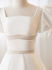 Robe de bal courte en décolleté carré en ligne, robe de retour à la maison mignonne