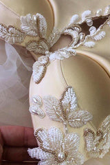 A-line Straps Floor length Beading Long Prom Dress Wedding Dress