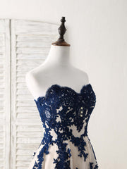 A-Line Sweetheart Tulle Lace Applique Long Prom Dress, Bridesmaid Dress