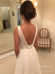 A-line Tulle Beach Wedding Dresses Sweetheart Neck VW1541