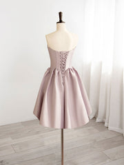 Robe de bal courte rose en ligne en V, robes de retour rose