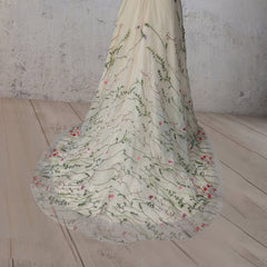 Diva | A-Line V Neck Sleeveless Floral Enchantment Boho Wedding Dress