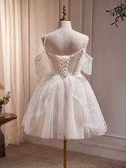 Robe de bal beige courte en tulle