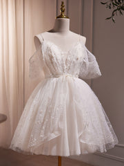 Robe de bal beige courte en tulle