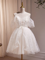 Robe de bal beige courte en tulle