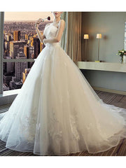 A-Line Wedding Dresses Strapless Court Train Polyester Strapless