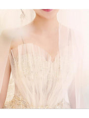A-Line Wedding Dresses V Neck Cathedral Train Lace Spaghetti Strap
