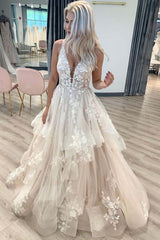 V-neck Open Back Wedding Dresses DT1485
