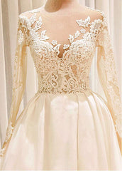 Satin Wedding Dress with Sleeves, Dresses For Wedding, Bridal Gown ,Bride Dress, Dresses For Brides