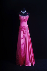 Halter Hot Pink A Line Long Prom Dress Women Formal Dress