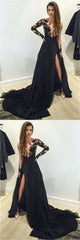 Black Prom Dress Long , Evening Dress, Formal Dresses, Graduation School Party Dance Dress