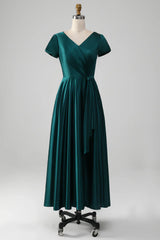 A-line V-neck Satin Mother of the Bride Dress