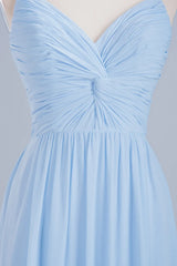 Long A-Line V-Neck Spaghetti Straps Floor-Length Chiffon Bridesmaid Dresses