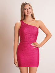 Addison | Sheath One Shoulder Black Short Homecoming Dress With Beading