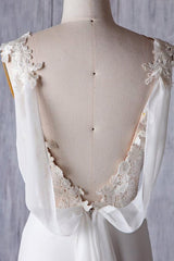 Affordable Ruffle Chiffon Sheath Wedding Dress V-Neck Sleeveless