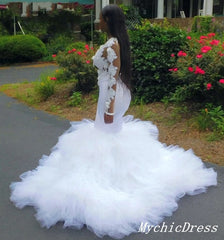 African White Mermaid Wedding Dresses Long Sleeve Lace Bridal Gown
