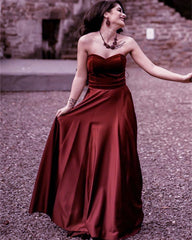 Velvet Sweetheart Floor Length Satin Dress Sleeveless