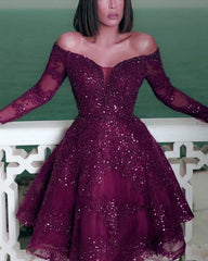 Sequins Lace Homecoming Dresses With Sleeves