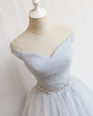 Tulle Homecoming Dresses Off The Shoulder Beaded Sashes