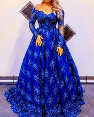 Lace Prom Dresses Long Sleeve Illusion Neckline
