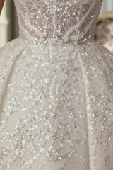 Aline Sleeveless Front Split Wedding Dress V-neck Sequins Bridal Dress
