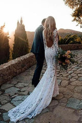 All Lace Style Long Sleeve Floor Length Boho Wedding Dresses