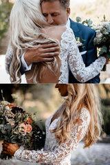 All Lace Style Long Sleeve Floor Length Boho Wedding Dresses