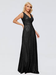 Alyssa Column V back Sequins Prom Dresses