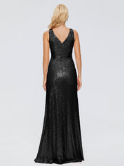 Alyssa Column V back Sequins Prom Dresses