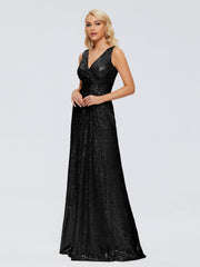 Alyssa Column V back Sequins Prom Dresses
