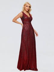 Alyssa Column V back Sequins Prom Dresses