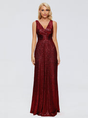 Alyssa Column V back Sequins Prom Dresses