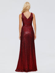 Alyssa Column V back Sequins Prom Dresses