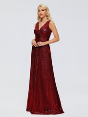 Alyssa Column V back Sequins Prom Dresses
