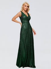 Alyssa Column V back Sequins Prom Dresses