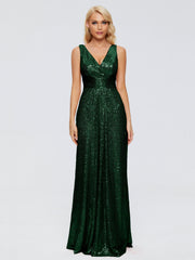 Alyssa Column V back Sequins Prom Dresses