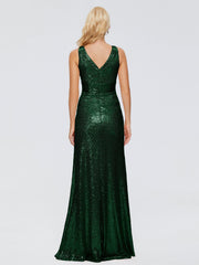 Alyssa Column V back Sequins Prom Dresses