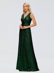 Alyssa Column V back Sequins Prom Dresses