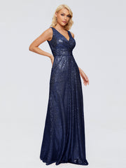 Alyssa Column V back Sequins Prom Dresses