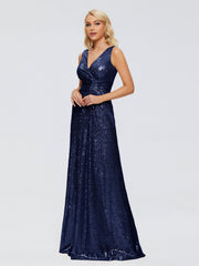 Alyssa Column V back Sequins Prom Dresses