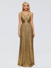 Alyssa Column V back Sequins Prom Dresses