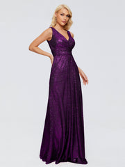 Alyssa Column V back Sequins Prom Dresses