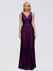 Alyssa Column V back Sequins Prom Dresses