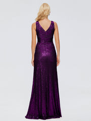 Alyssa Column V back Sequins Prom Dresses
