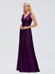 Alyssa Column V back Sequins Prom Dresses